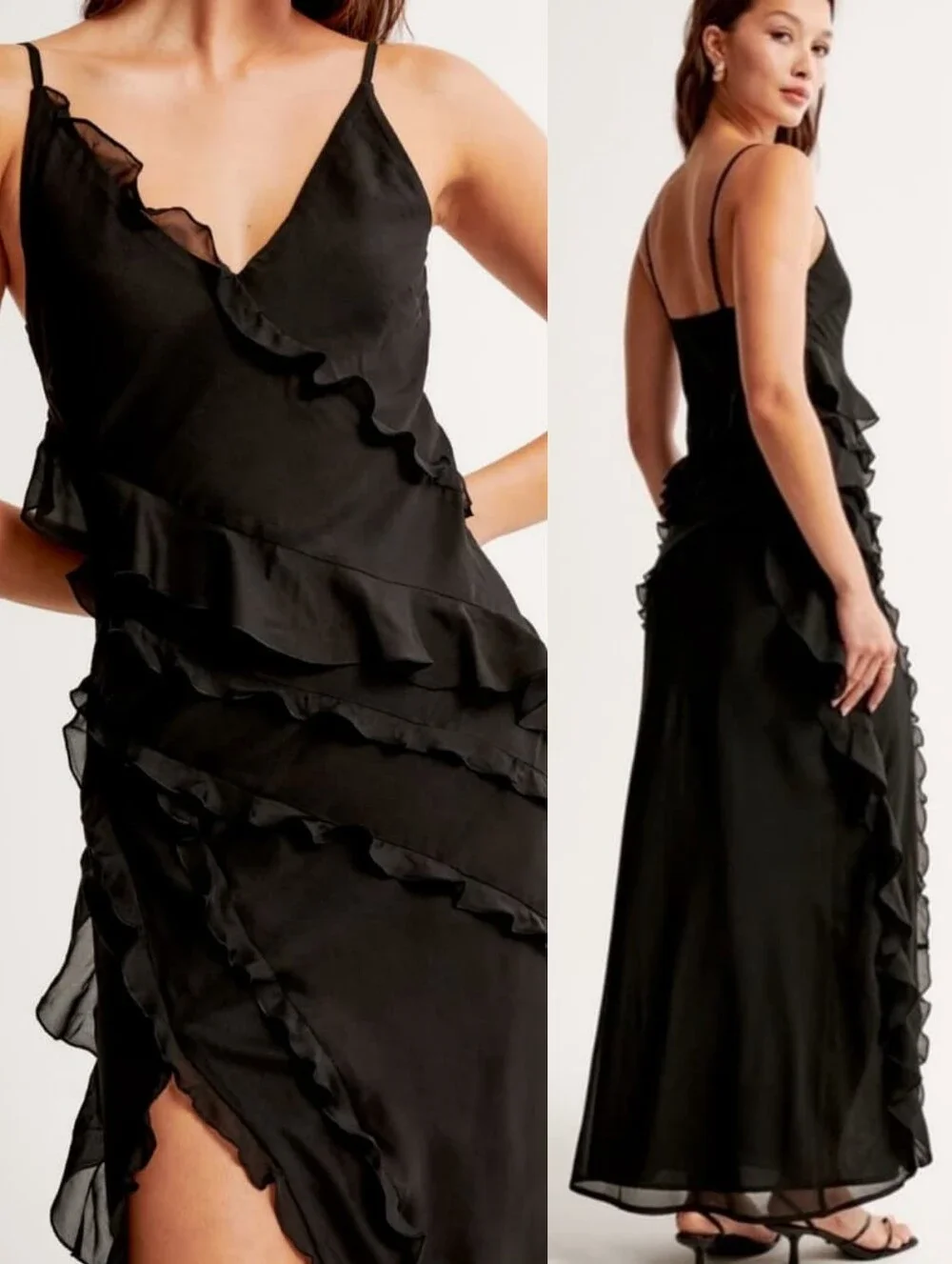 Abercrombie and Fitch Draped Ruffle Maxi Dress Large